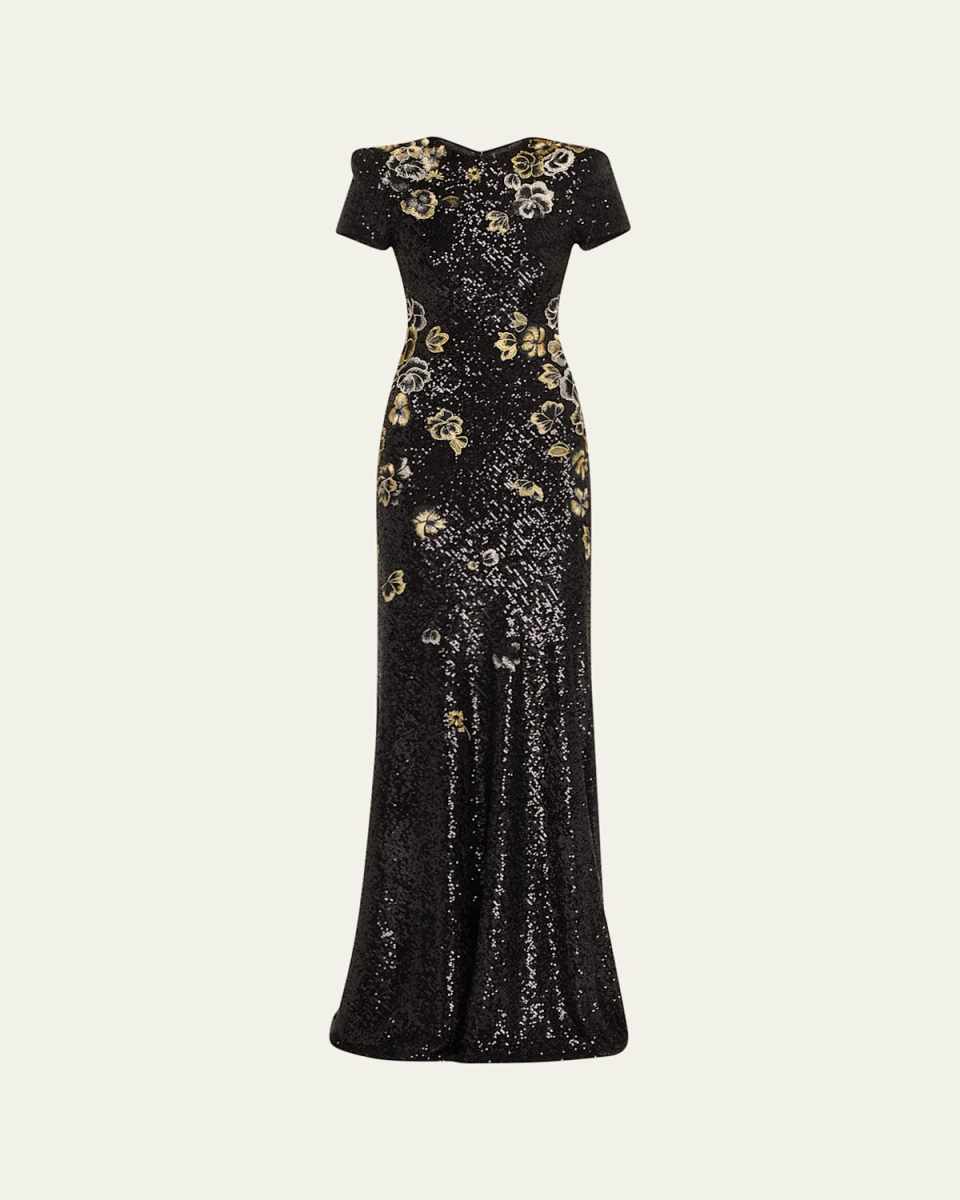 Floral Sequined Gown